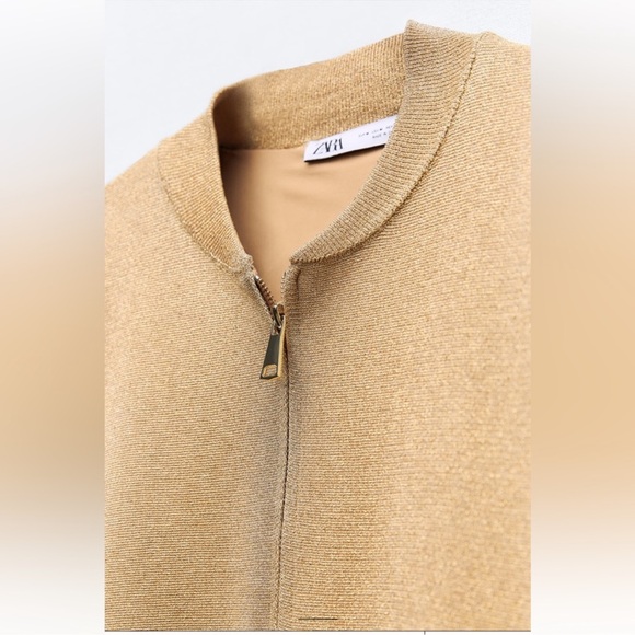 ZARA KINT BOMBER CARDIGAN WITH METALLIC THREAD Size M/L NWT - Picture 7 of 7